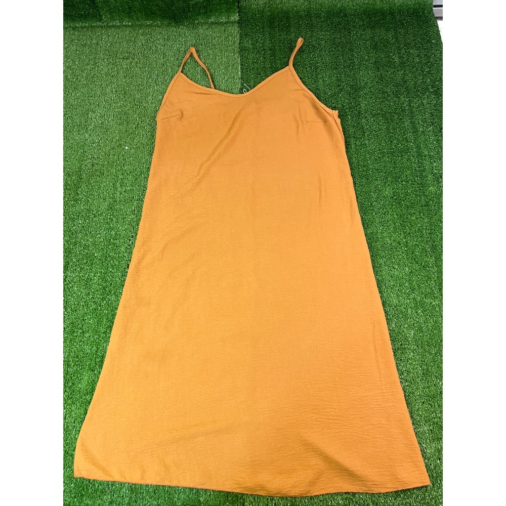 See You Monday Midi Slip Dress V-Neck‎ Spaghetti Strap Crinkle Texture Women XL